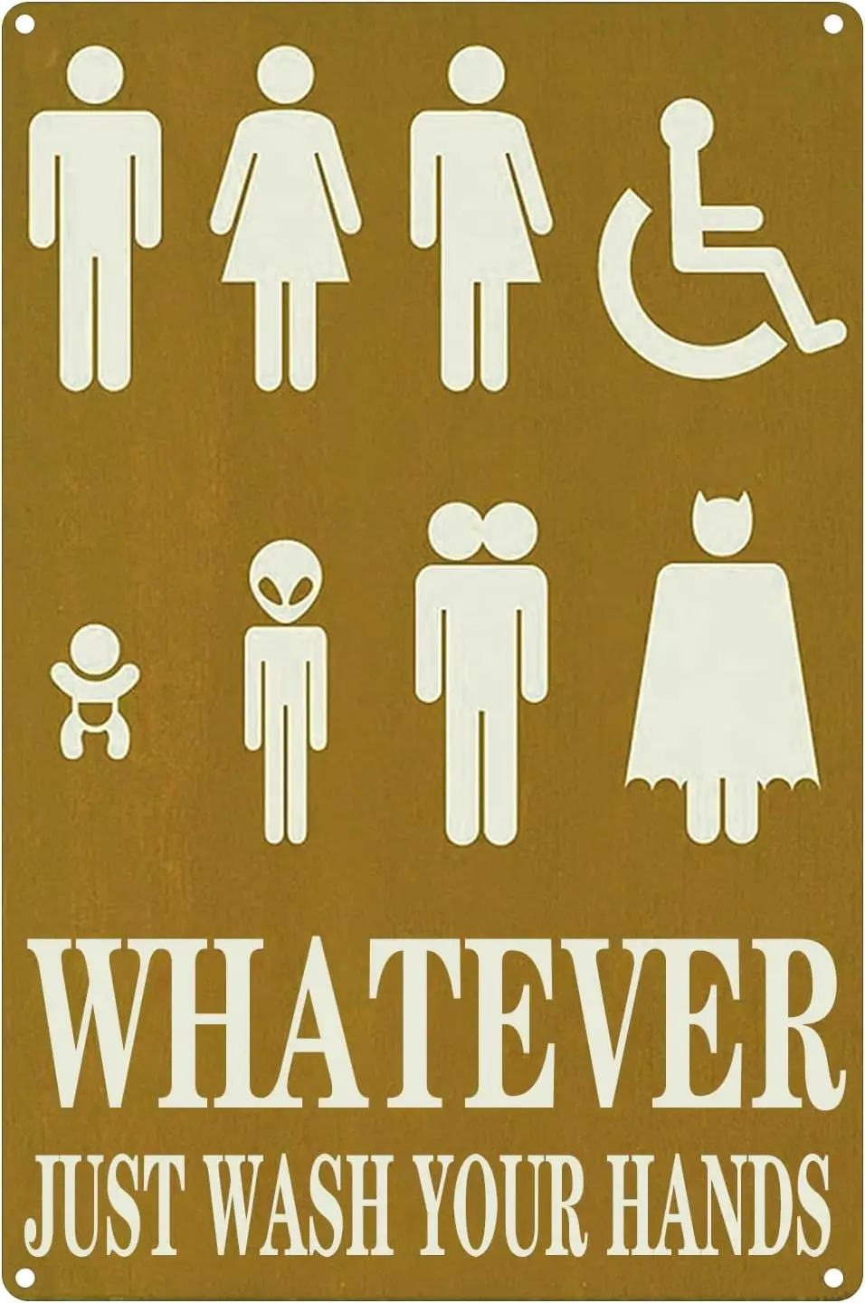 Whatever Just Wash Your Hands Sign Funny Metal Tin Sign All Gender Wall Decor for Bathroom Restroom Toilet Washroom 8X12 In