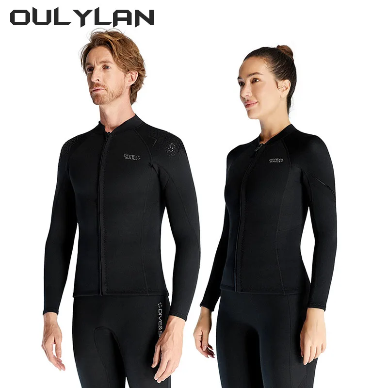 NEW 1.5MM Diving Jacket Women Men Neoprene Wetsuit Long Sleeve Snorkeling Coat Surfing Jacket Fishing Thermal Swimwear