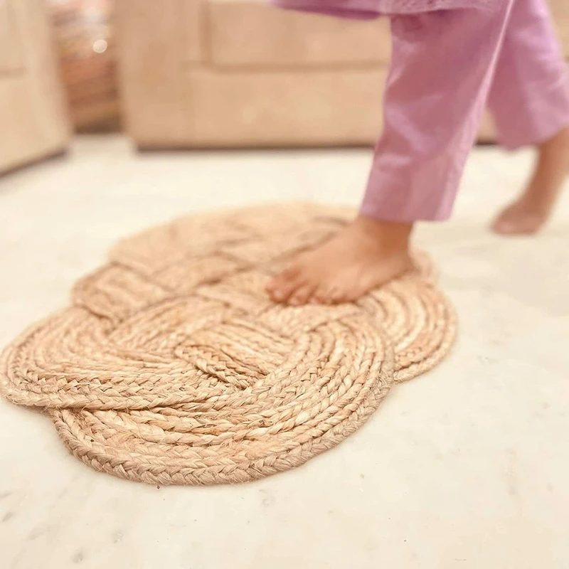 

Carpet Creative Woven Furniture Living Room Rug Natural Jute Hand Made Knot Door Mat Made of Handmade Jute 50x80cm