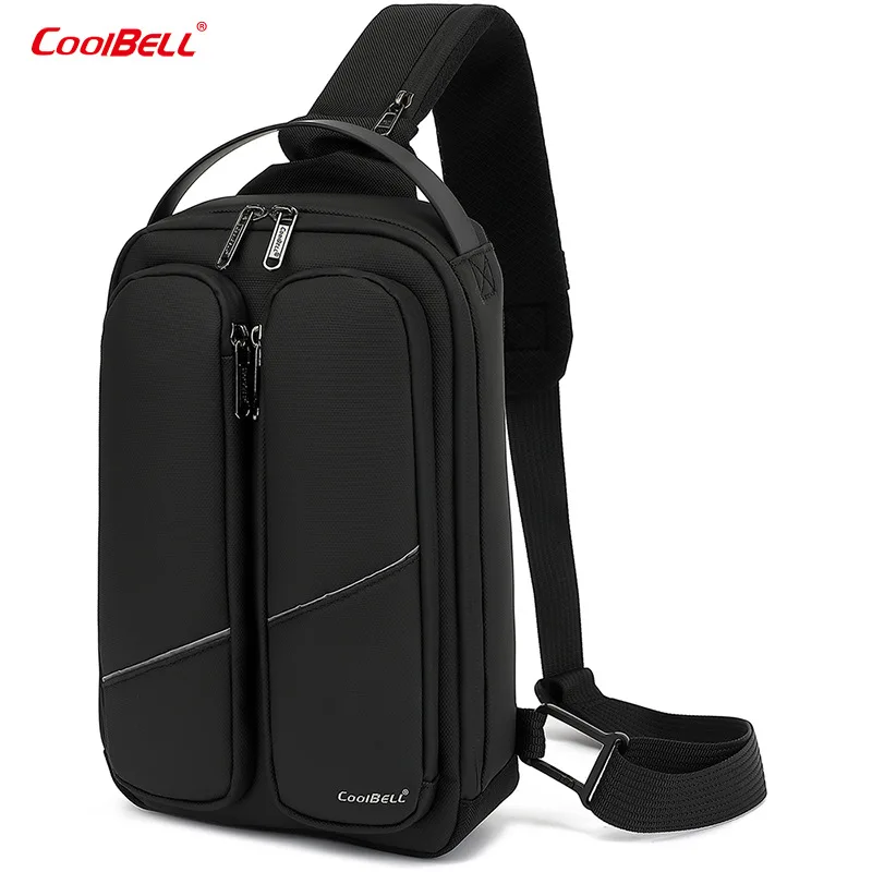 Coolbell-Bolso de pecho informal impermeable para hombre, bandolera Oxford ligera con carga USB, para viaje y senderismo