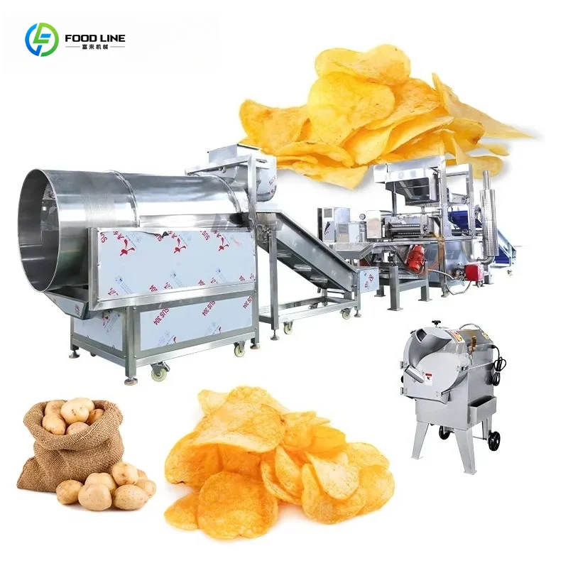 Customized Automatic Potato Chip Production Line Continuous Fryer Potato Chip Snack Frying And Seasoning Line