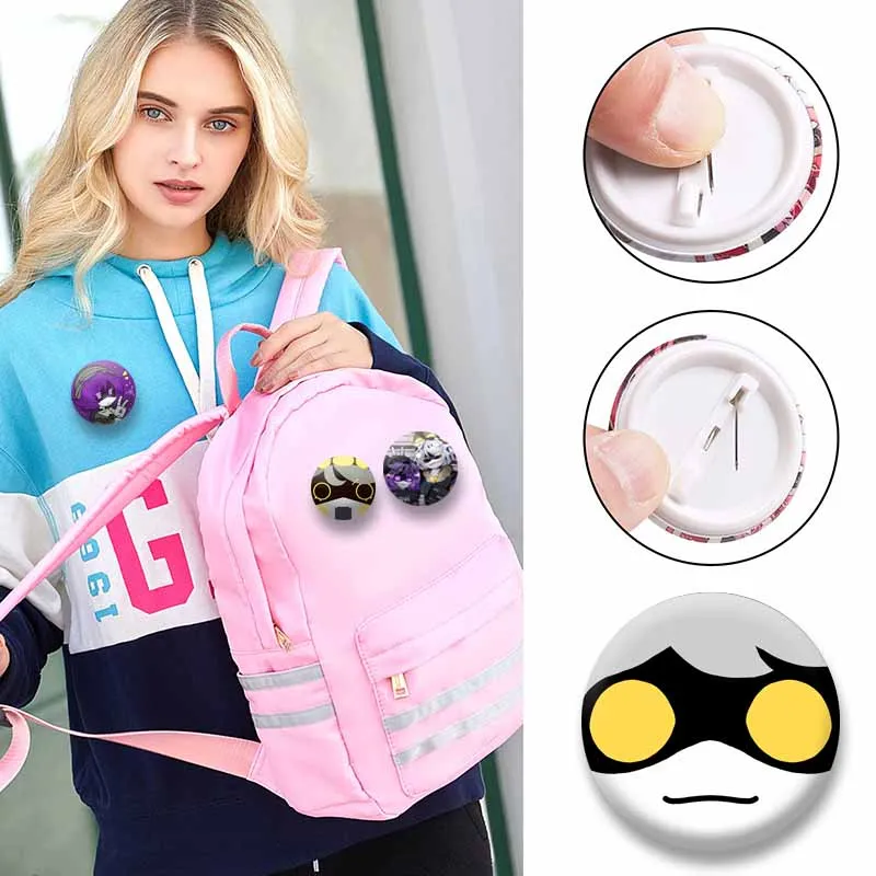 Anime M-Murder D-Drones N Lizzy Uzi Enamel Badges Cartoon Figure Snap-in Brooch Lapel Pins Backpack Hat Accessories Friend Gifts