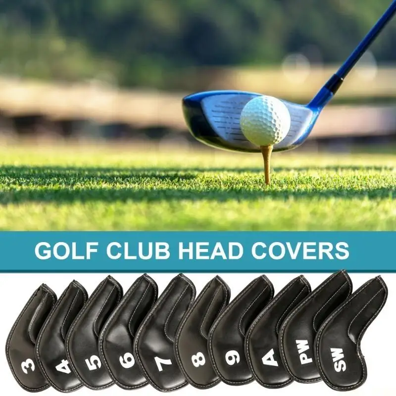 

U2JB 10Pcs Golfs Club Head Cover Fit Most Brands Golfs PU Leathers Iron Watertight Golfs Club Headcover Golfs Iron Head Cover