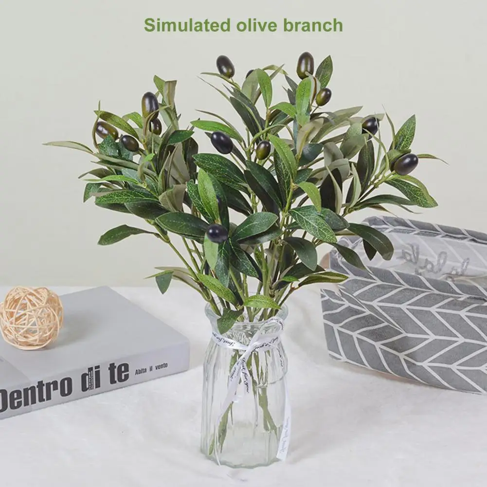 1 Branch Artificial Plant With Fake Fruit Realistic Looking 4 Forks Design Simulation Olive Branch Artificial Green Leaf