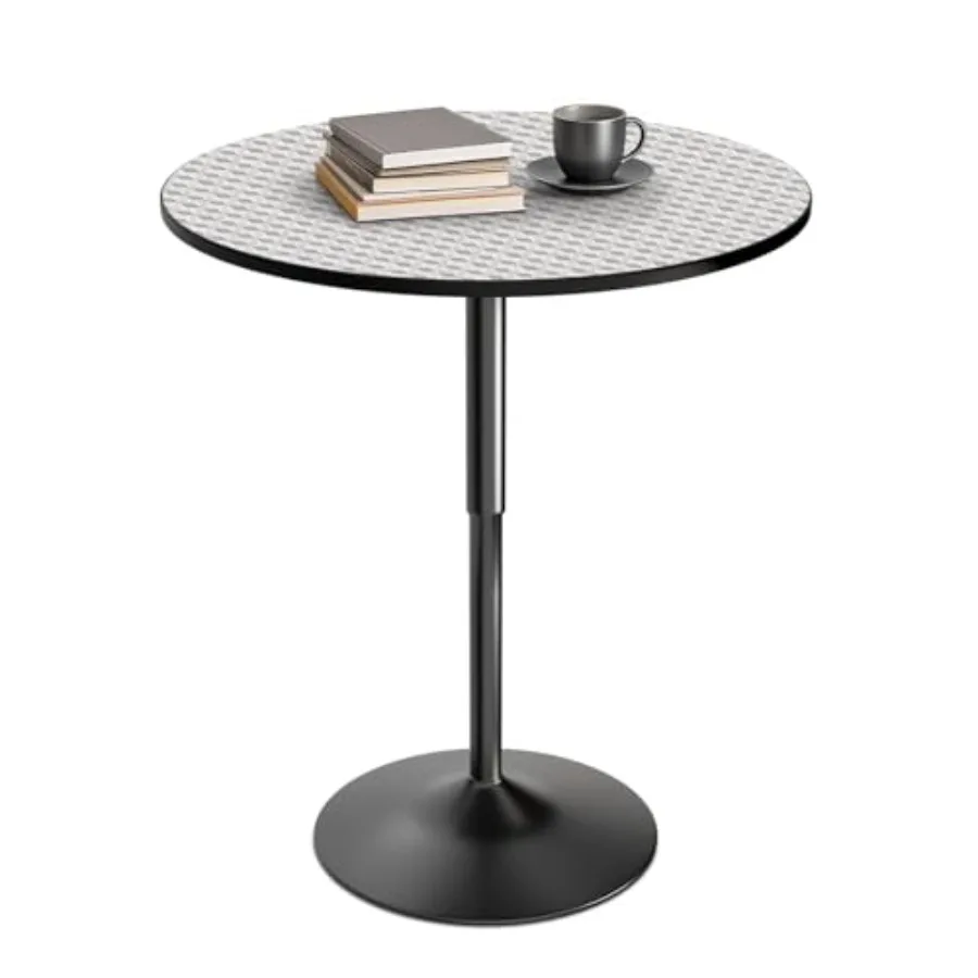 Bar Table Modern Round Cocktail Table Height Adjustable Tall Bistro Pub Table with Sturdy Base Suitable for Home Kitchen Pub Re