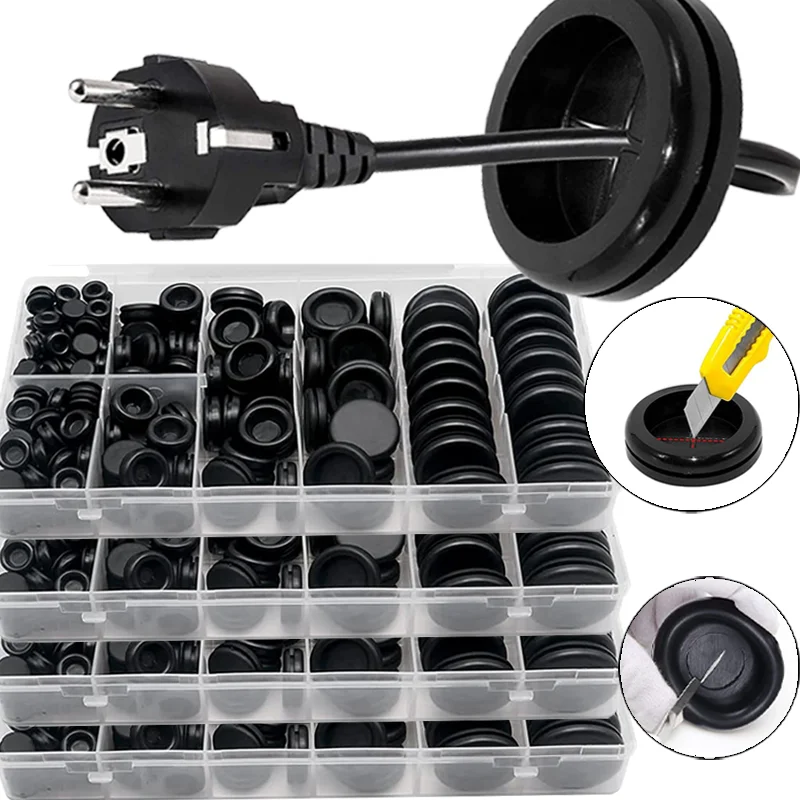 7 Sizes Rubber Grommet Assortment Kit Ring Gasket Firewal Hole Plug Set for Wire Electrical Appliance Plumbing Closed Hole Plug