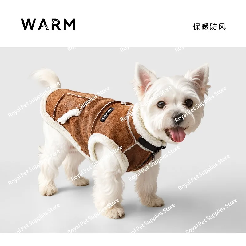 

Dog clothes Autumn and winter Schnauzer than bear Small dog Thickened to keep warm in winter Pet vest can be towed in winter