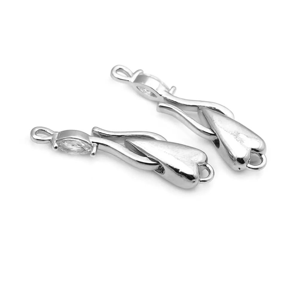 6 set di braccialetti a cuore in ottone e zirconi Color oro 18 carati collegano fermagli accessori per la creazione di gioielli di alta qualità per le donne