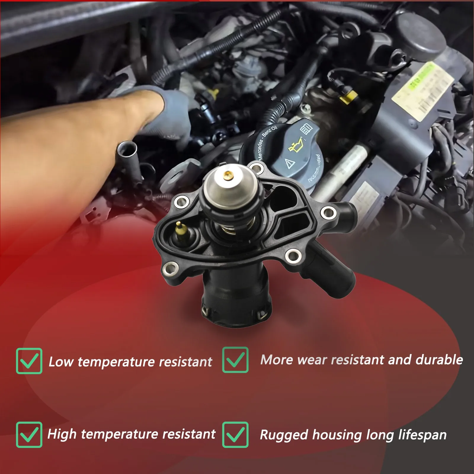 

ZOOMKEY For 12-15 Mercedes C250 SLK250 1.8L Coolant Thermostat Housing Assembly w/Gasket 2712000315 2712000115