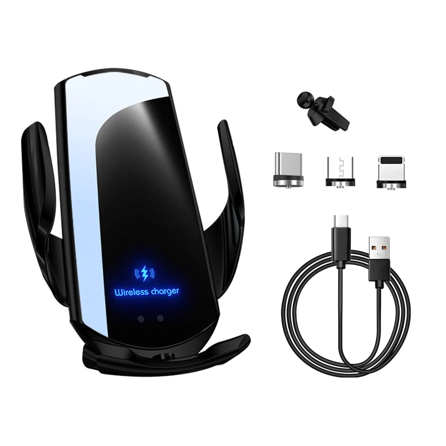 

Q3 Car Mounted Magnetic Mobile Wireless Charger 15W Black Blue Red Silver Golden ABS 0.28 lb 13x6.5x2.4cm with Vent Clip USB