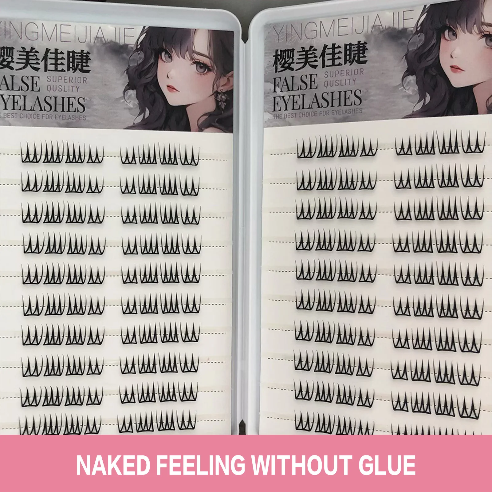 Ciglia finte autoadesive fai-da-te 24/80/160 Cluster Ciglia individuali Aspetto naturale Nessuna colla Accessori per il trucco di bellezza quotidiana pigra