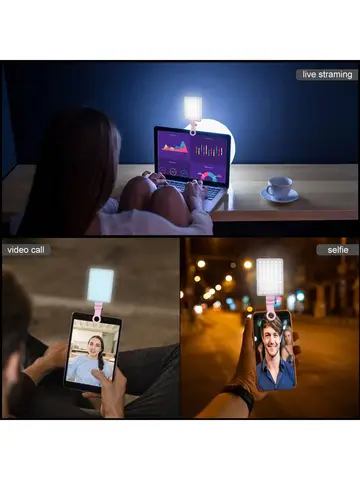 Selfie Light For Phone, Laptop, Tablets Camera Photography Video, With Front & Back Clip, Adjusted 3 LightModes For Phone, lPhon