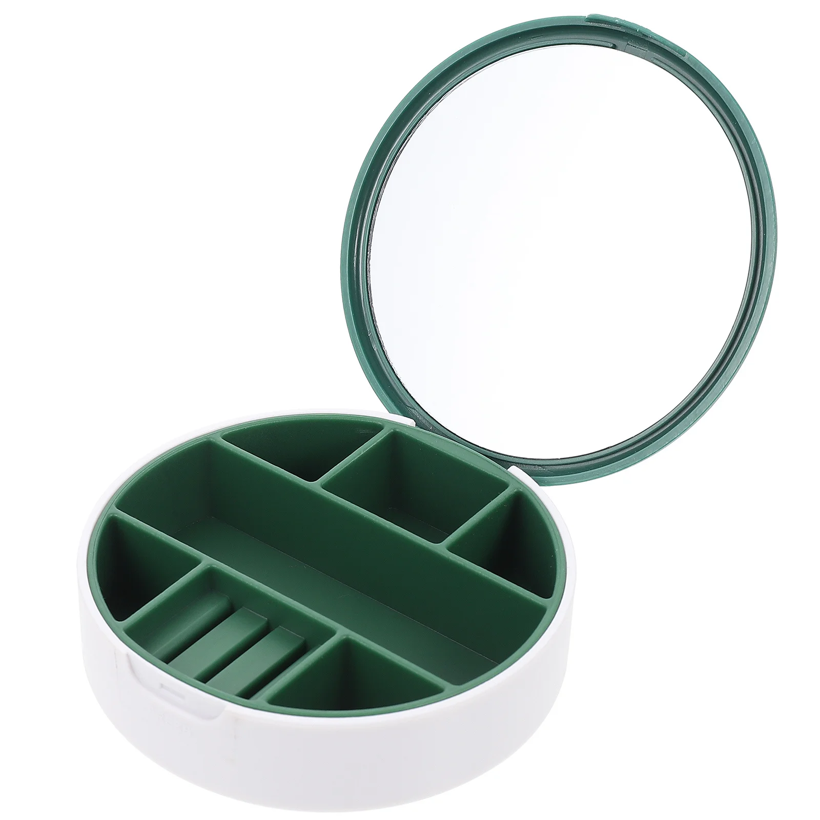 

1pc Small Round Jewelry Box Portable Travel Organizer Abs Storage Case For Earrings Rings Necklaces Jewelry Holder