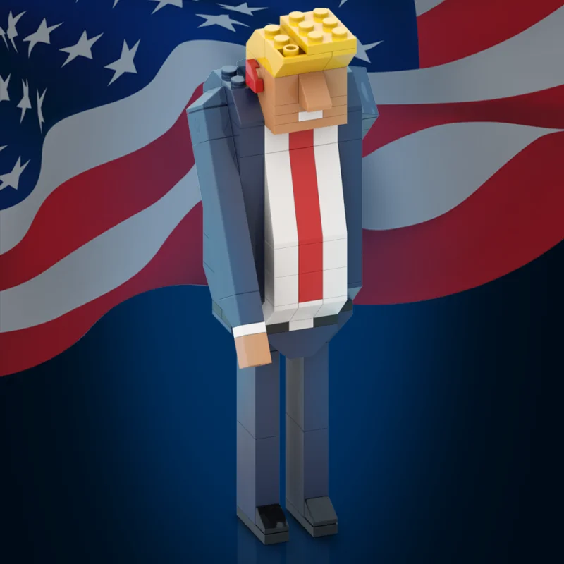 MOC Trump – blocs de construction de modèle de dessin animé, candidat présidentiel américain, Mini figurine d'action créative, jouet en brique assemblé, cadeau pour enfant