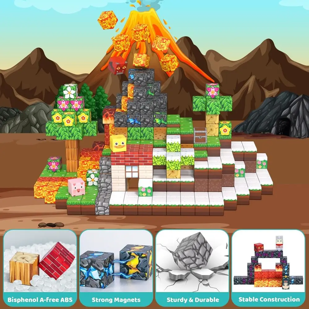 ตัวต่อแม่เหล็ก - ชุดของเล่น STEM 200 ชิ้น สำหรับเด็กอายุ 4-8 ปี ของขวัญที่เหมาะสำหรับเด็กเล็กและเด็กอายุ 3-12 ปี