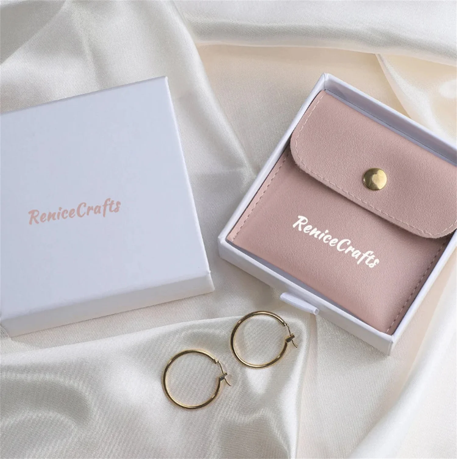 

Custom 50pcs Logo Print Jewelry Pouch Snap Button Bags, Personalized Logo printed necklace packaging bags for Gift/Business, Mul