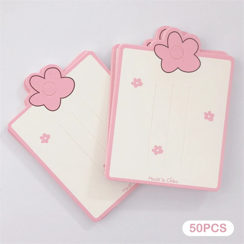 

50PCS Pink Flower Display Cards For Hair Clip Paper Card Headdress Package Card Hair Decoration DIY Jewelry Package Cardboard