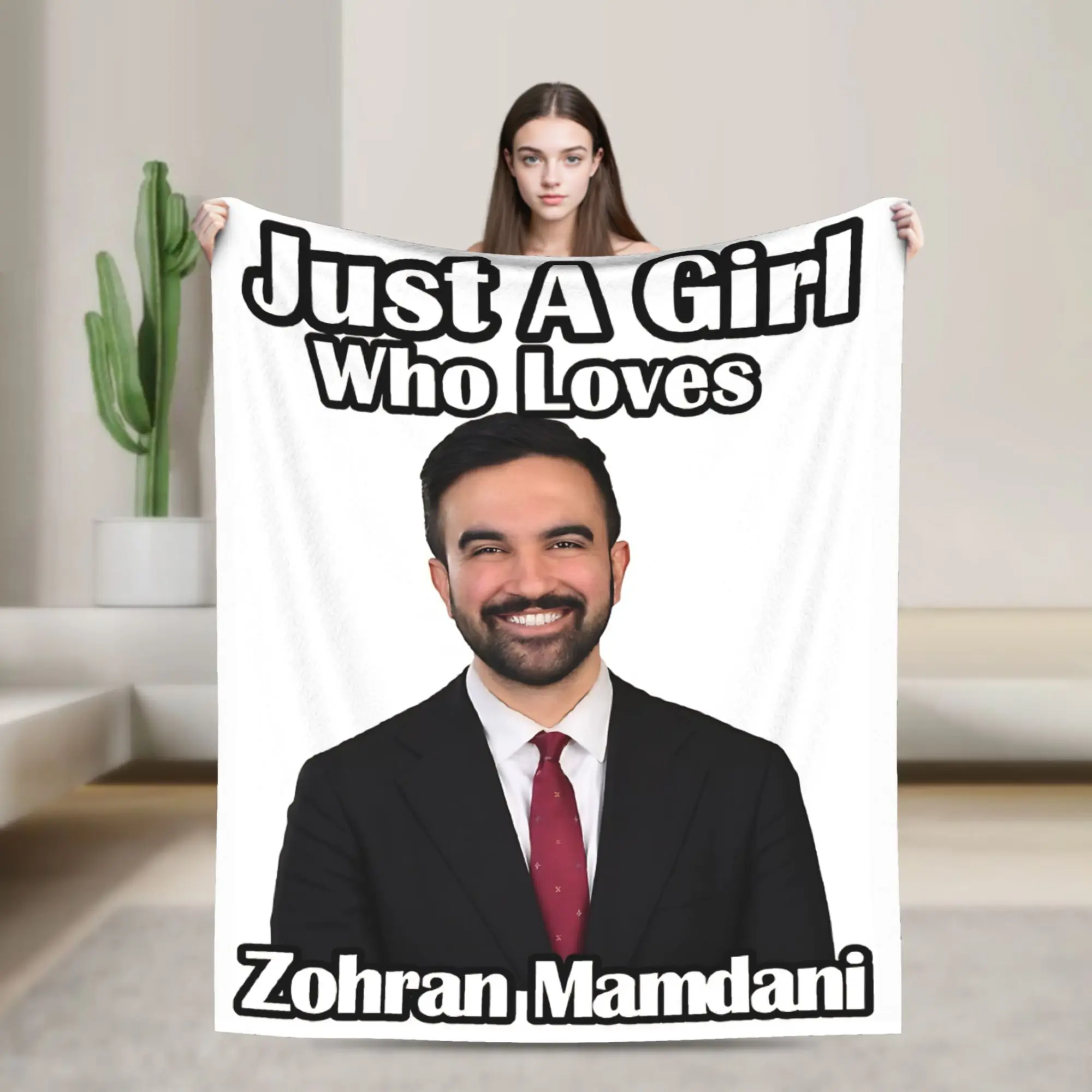 

Just A Girl Who Loves Zohran Mamdani Blanket Office Flannel Throw Blanket For Home Decor Warm Soft Custom Quality Bedspread
