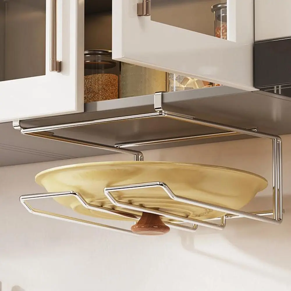 

Stainless Steel Cutting Board Pot Cover Holder No-Drill Space Saving Under Cabinet Storage Rack Wall Mounted