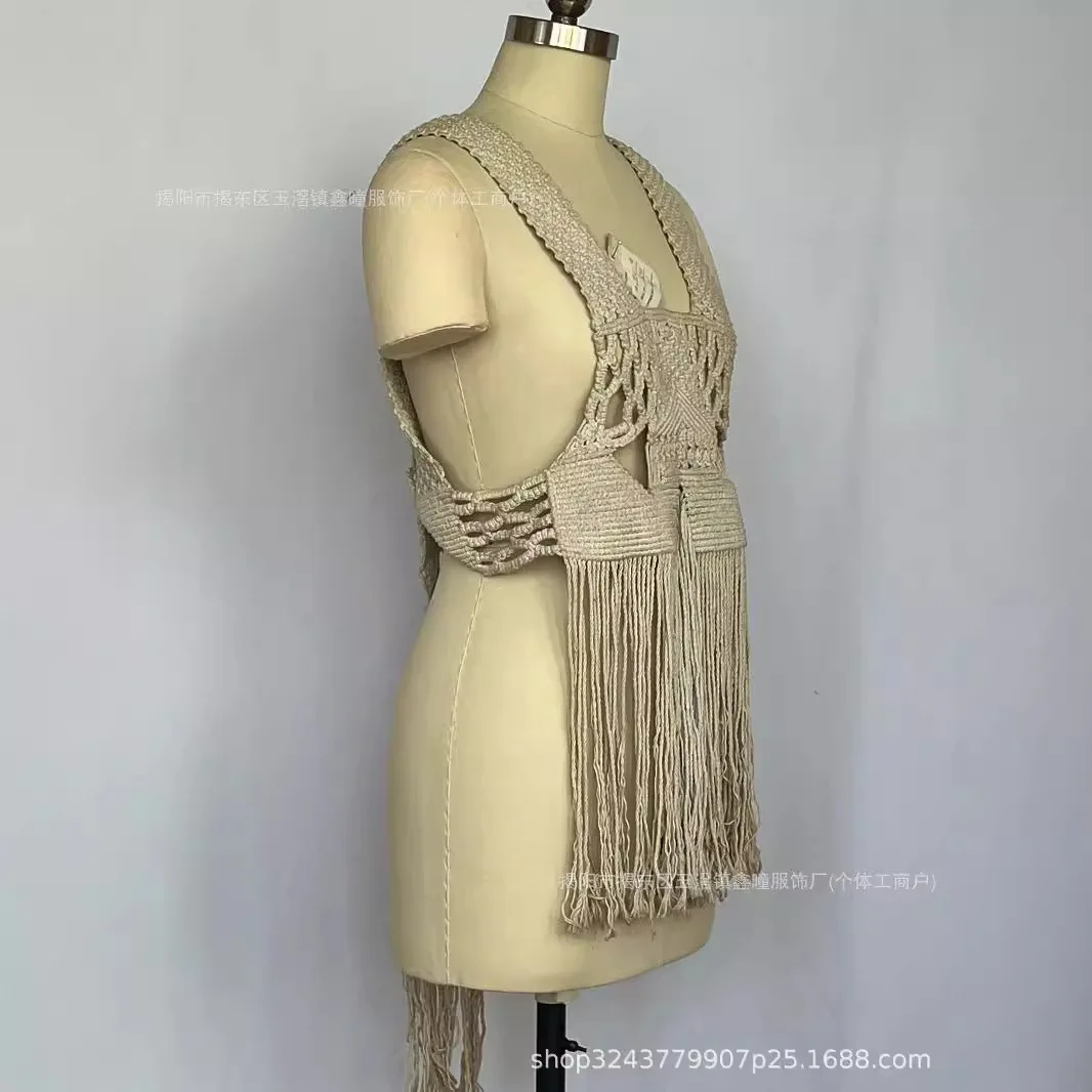 050701 Hand-woven Non-heritage Tassel Sleeveless Vest Casual and Versatile Bohemian Haute Couture Style