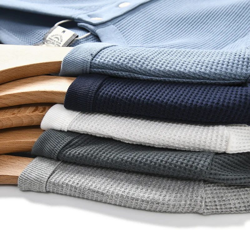 Henry Hardman Men's Cotton Long Sleeve T-Shirt Tagless Base Layer Shirt Trendy Waffle Pattern Standard Fit Youth Popularity