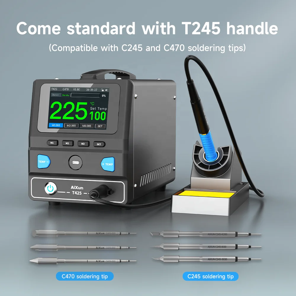 Gold Seller T425 Intelligent Soldering Station - 250W High Power Rapid Heating T245/C245/C470 Compatible Dynamic Compensation