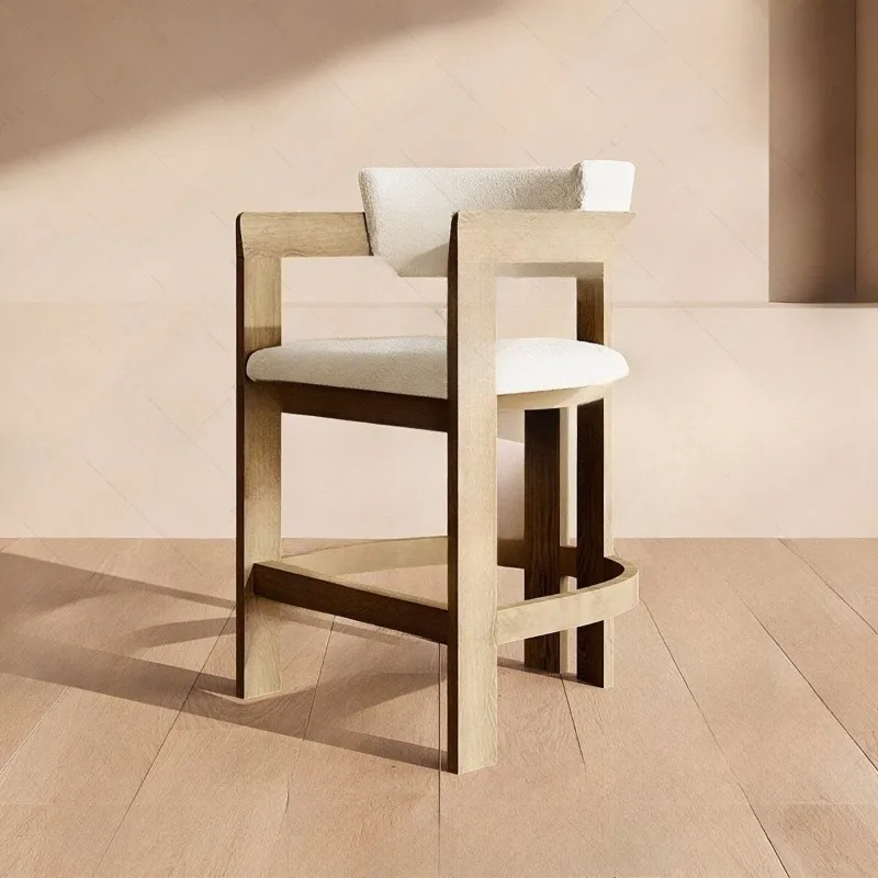 

American Light Luxury Dining Room Furniture Dining Chairs Handmade Solid Oak Bottom Fabric Bar Stool