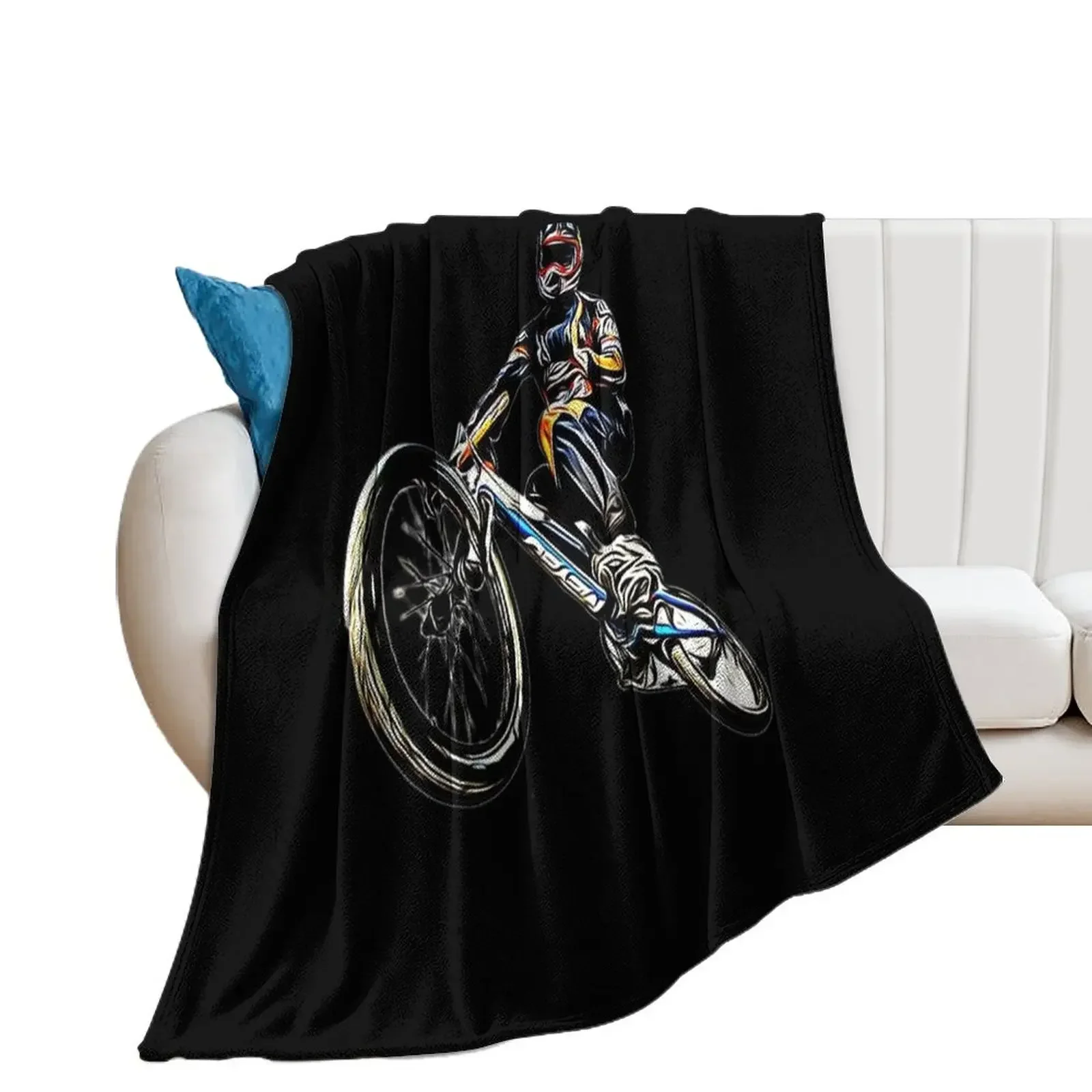 A cool grafitti BMX freestyle with paint splatters Throw Blanket Blankets For Bed Flannel Fabric Blankets