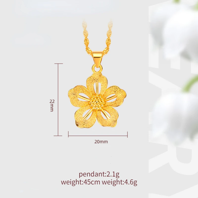 Fashion Women\'s Flower Hollowed Pendant 18K Gold Flower Pendant Clavicle Necklace for Women Jewelry Luxury Gold Jewelry Gifts