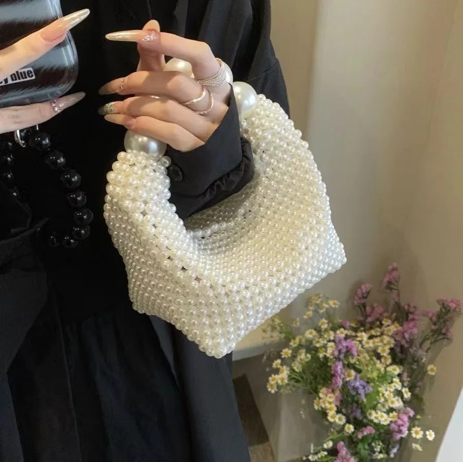 Fashion Acrylic Beading Women Handbags Beaded Handbags Handmade Woven Summer Beach Tote Party Purses Tote bag