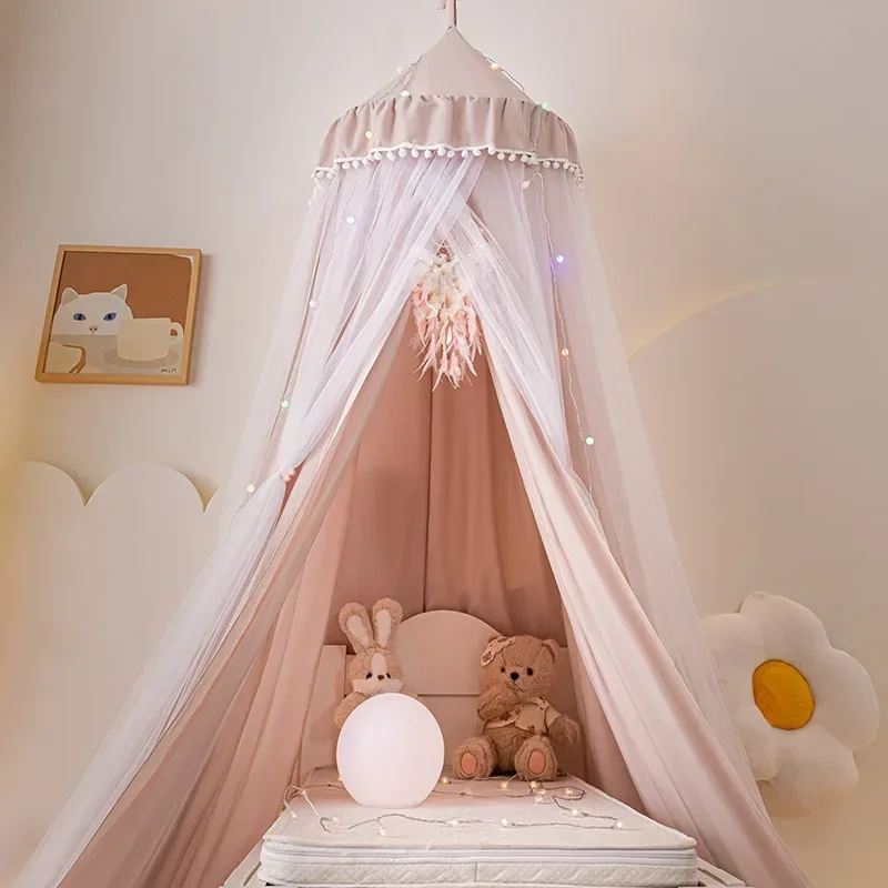 Dome bed curtain children's indoor light-proof bed curtain windproof bedside ceiling blackout double-layer mosquito net curtain