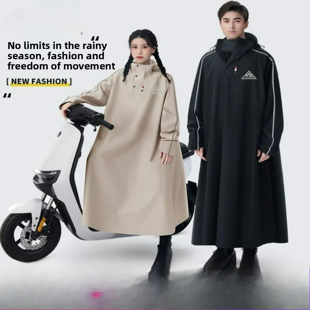 Oversized Long Rain Poncho for Adults Windproof Human-Vehicle Separated Waterproof Rainwear for Electric Bikes Riding