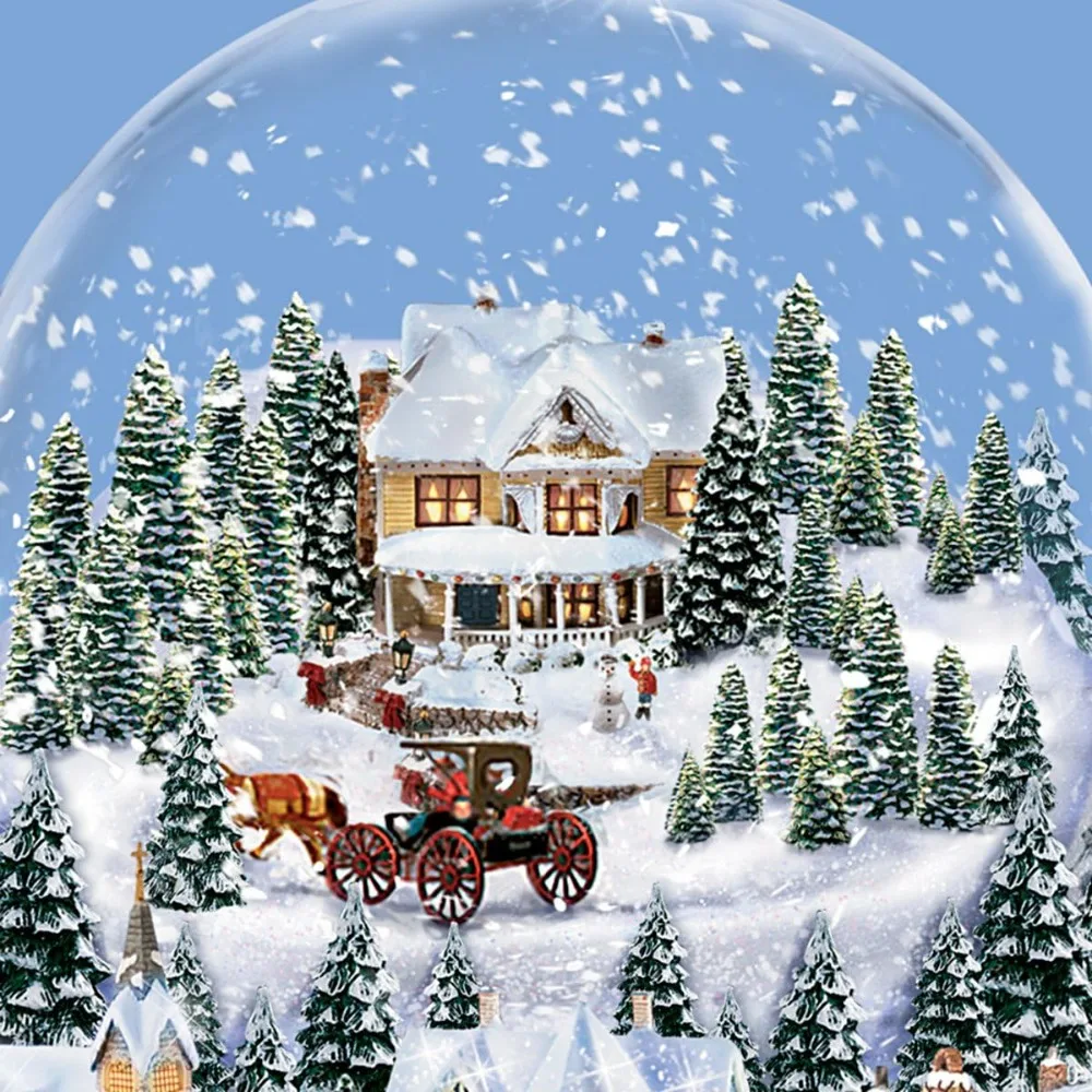 Christmas Gift Christmas Village Snowglobe,Sparkling real glass snowglobe and holiday home,Glass and Wood Home Décor .