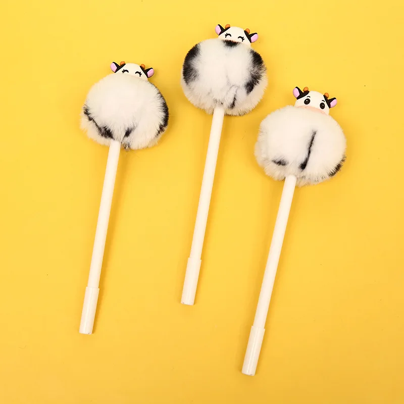 Imagem -03 - Vaca Laticínios Gado Peludo e Fofo em Forma Gel Caneta Esferográfica Papelaria de Secagem Rápida Adorável e Engraçado Kawaii Bonito