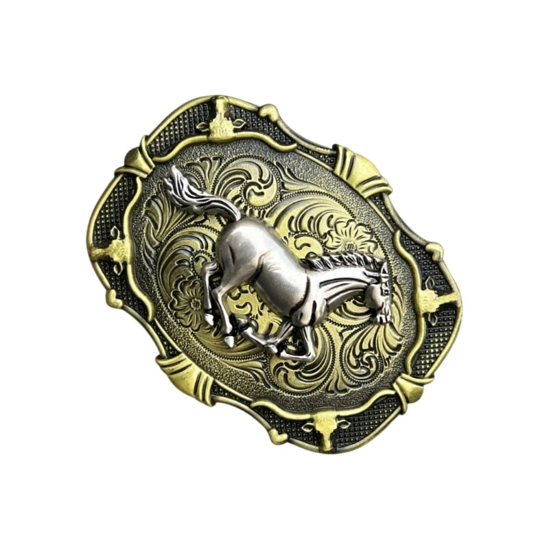 Punk Belt Buckles Metal Retro Horse Replacement for Fashion Trend Golden Y166