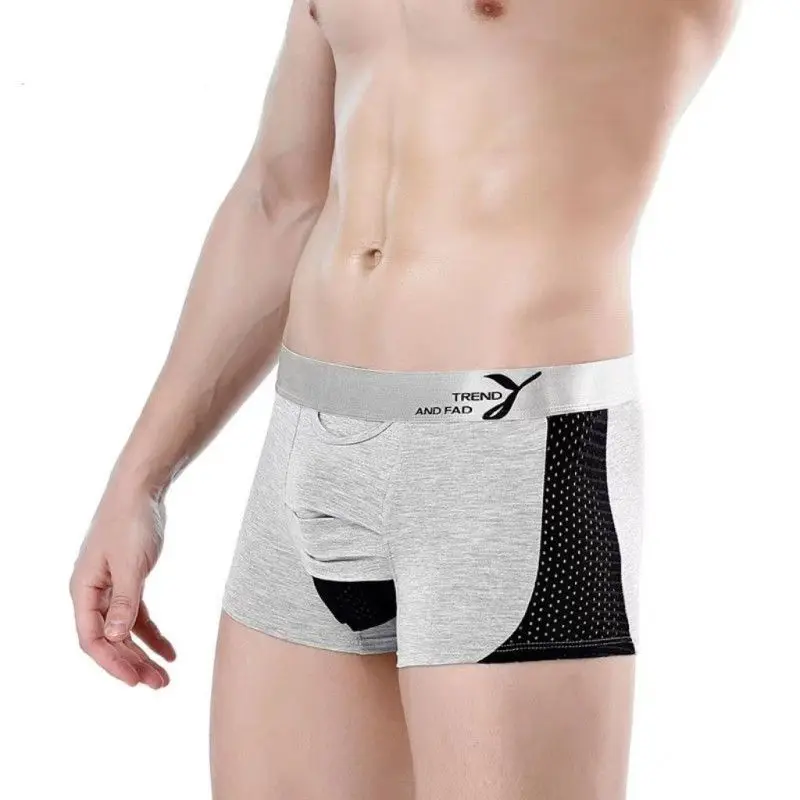 Bullet Separation Men\'s Underwear Cotton Boxer Shorts Varicocele Scrotum Pocket Four Corners Testicle-raising Sexy Briefs