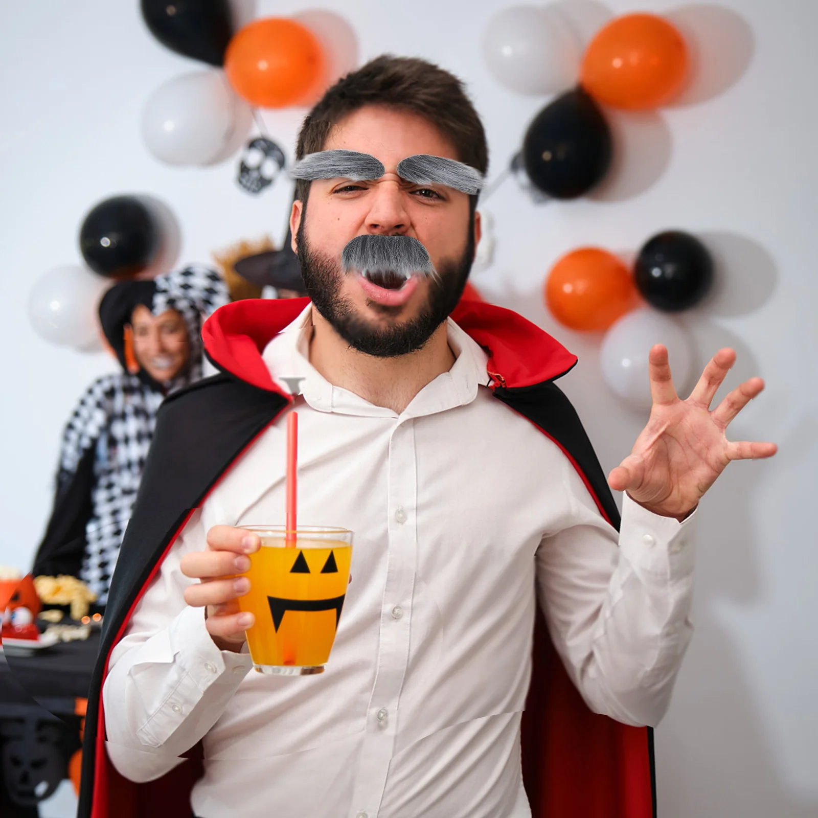 1 セット偽のひげ口ひげ眉毛セットリアルな自己粘着ハロウィーンパーティーコスプレ衣装アクセサリーリアルなひげ男性用