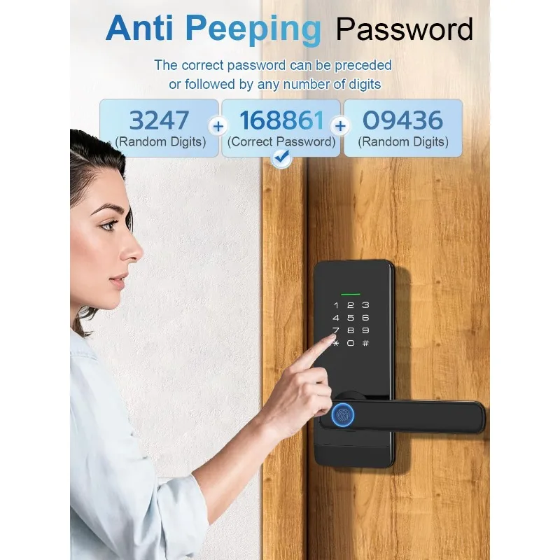 elinkSmart Serratura per porta d'ingresso senza chiave Serratura per impronte digitali con maniglia Serratura per tastiera commerciale per casa, noleggio, ufficio e hotel T