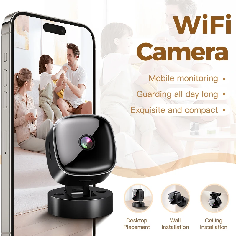 Lenovo New Security Monitoring High Definition 4K 360 ° Rotating WiFi Mini Camera No Need for Plug in Night Vision Smart Home