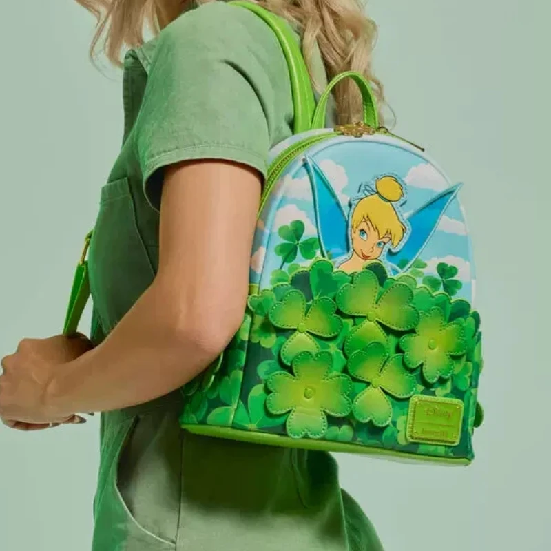 

Мини-рюкзак Loungefly Disney с аппликацией в виде клевера ко Дню Святого Патрика, с изображением Тинкербелл и Питера Пэна, из искусственной кожи, подарок для девочки, лимитированная серия