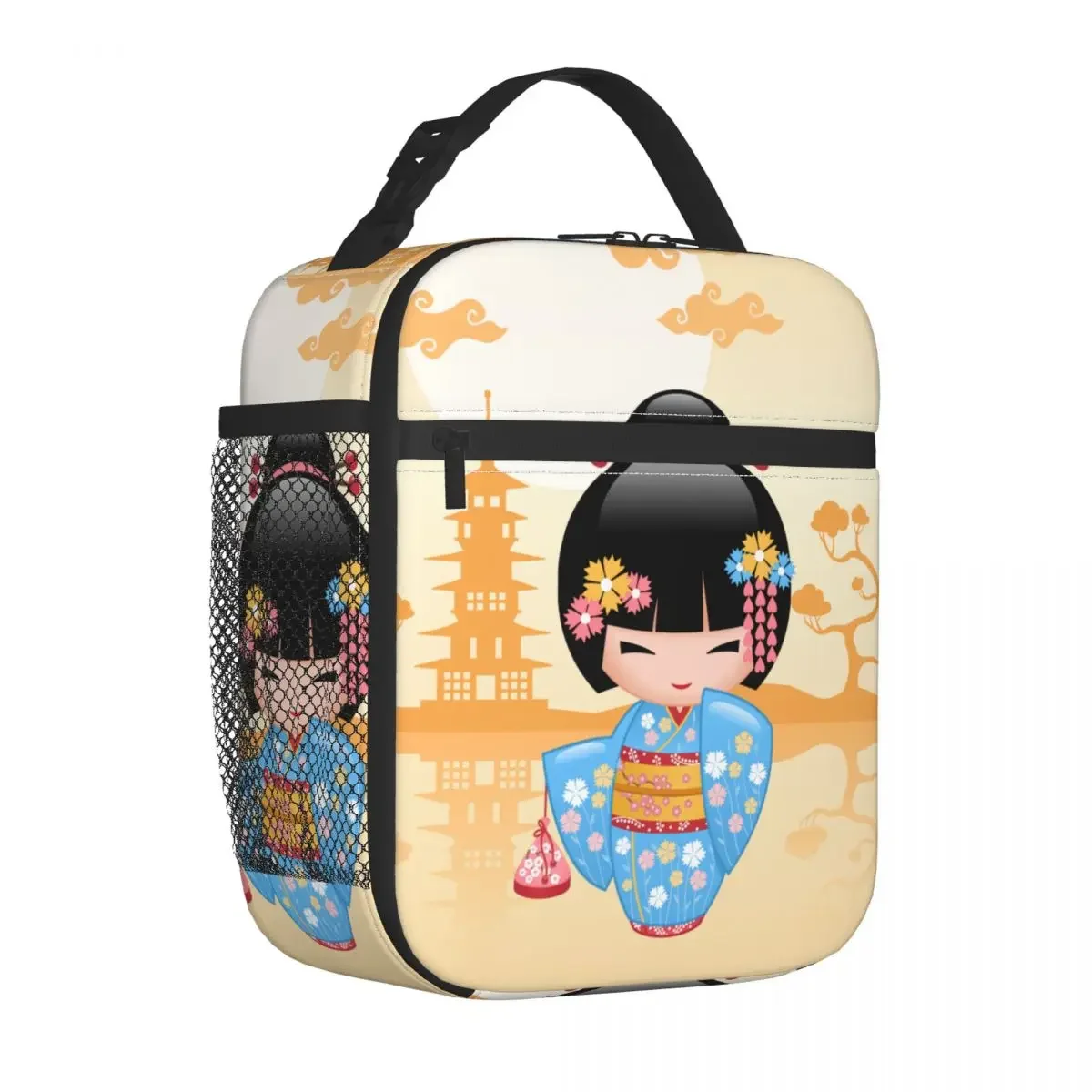 

Термоизолированная сумка для обеда Maiko Kokeshi Doll для офиса, милая японская сумка для еды Geisha Girl, контейнер-холодильник, термоконтейнер для обеда