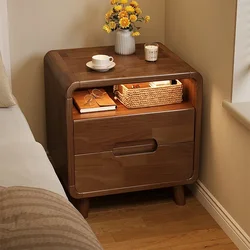 Modern and Concise Solid Wood Bedside Table with Simple Design and Luxurious Appearance