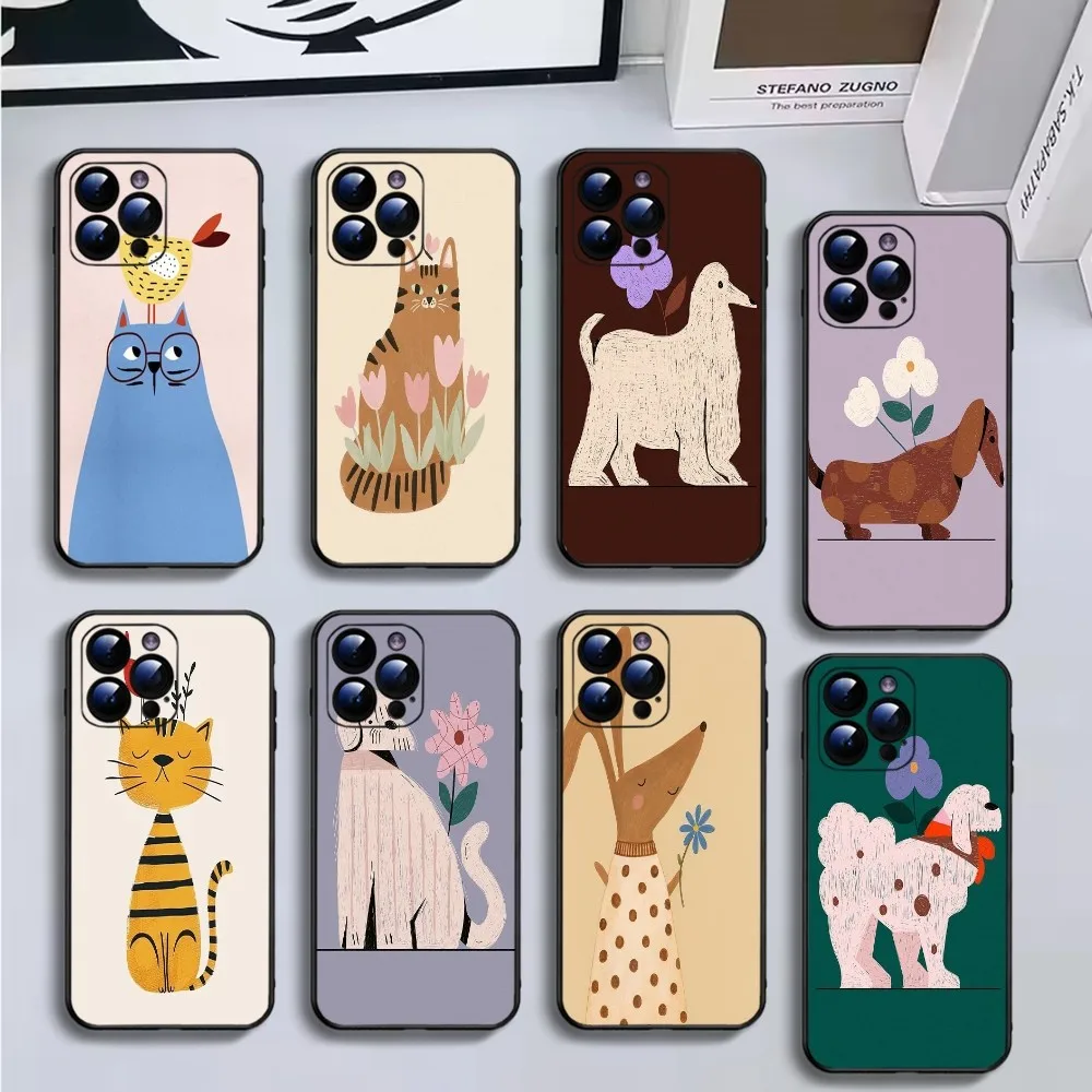 

Art Literature Animal Painting Phone Case For iPhone16,15,14,13,12,11 Plus,Pro Max,XS,X,XR,SE,Mini,8,7,Soft Silicone Black Cover