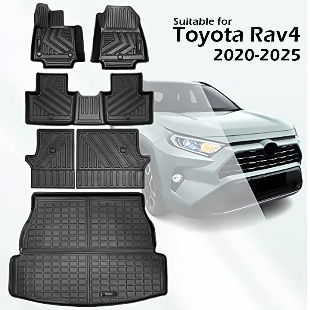 Floor Mat Cargo Liner Backrest Mat for 2019 - 2024 2025 Toyota Rav4 All-Weather Floor Liners Trunk Mat Back Seat Cover for Rav 4