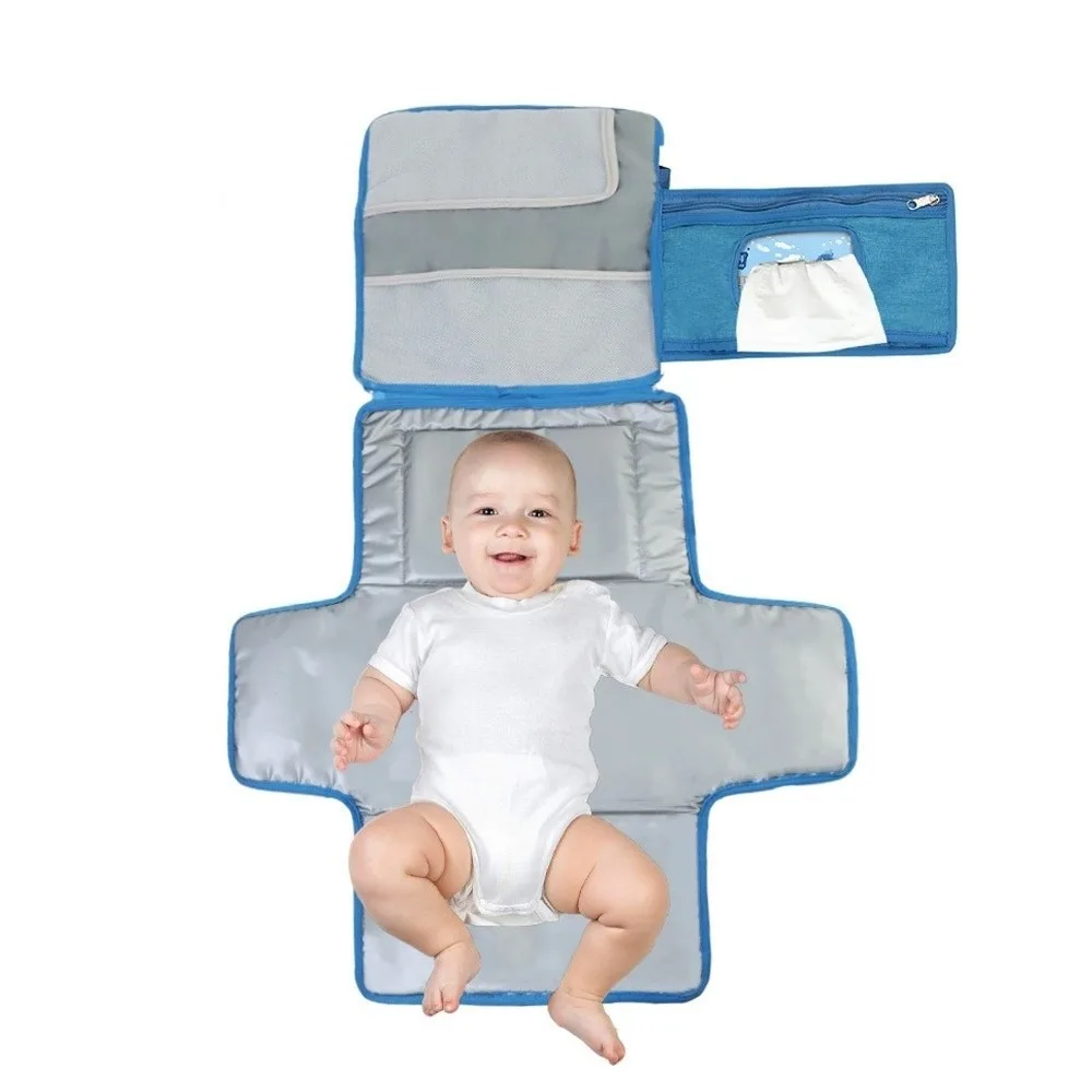 

Сплошной цвет, детский пеленальный коврик 3 в 1, многофункциональная складная сумка для подгузников, складная сумка с карманами для салфеток, коврик для сумки для коляски