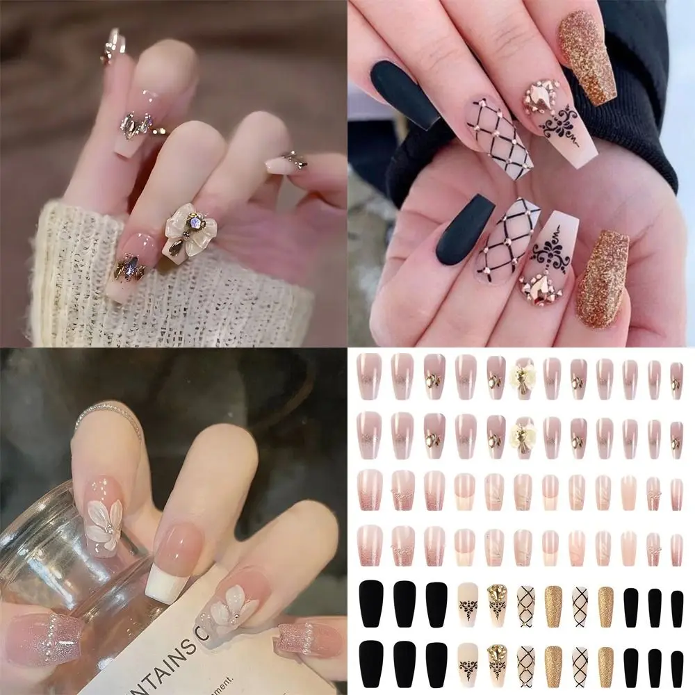 Nail Tips DIY Full Cover Wearable Square Head Short T-shape Fake Nails French