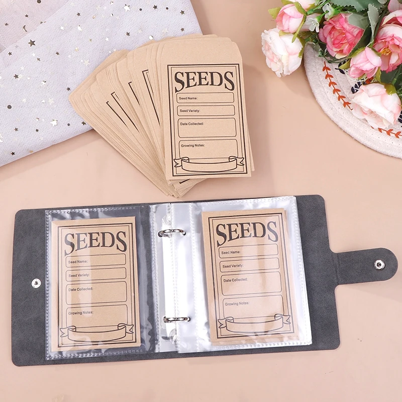 

Garden Seeds Storage Organizers Seed Organizer Binder With 50pcs Self-Sealing Seed Envelopes Seed Packet Organizer Seed