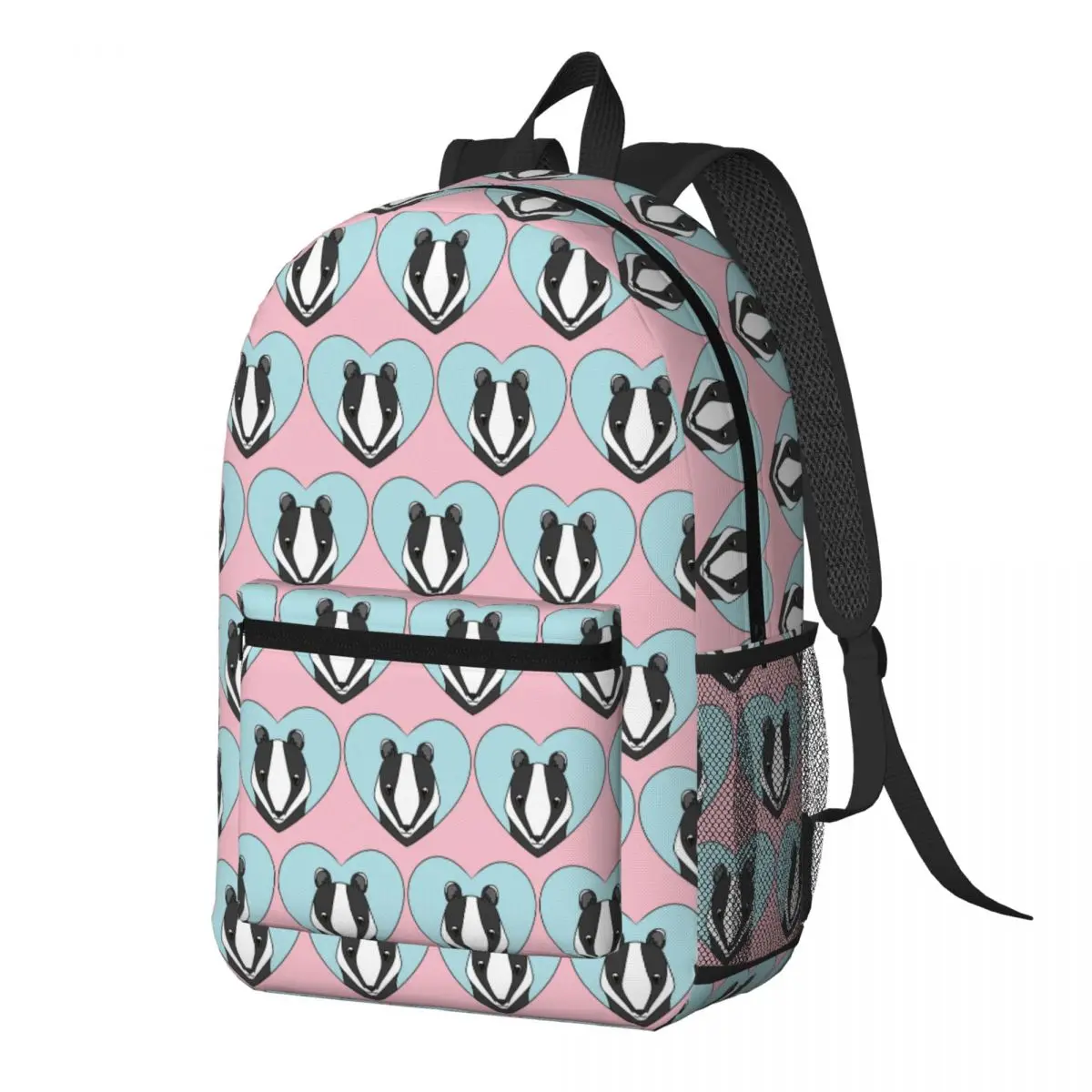 Cute Badger Heart Backpack Daypack Large Capacity Kids BookBag School Bag Shoulder Bags for Men Women