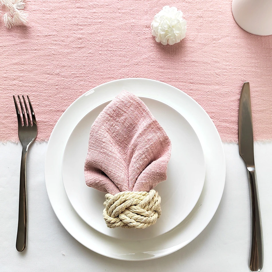 

50PCS Pink Gauze Crepe Cloth Napkins Pack Pure Cotton Gauze Towel Fabric 40x40cm Wedding Decor Everyday Use Dinner Tea Towel