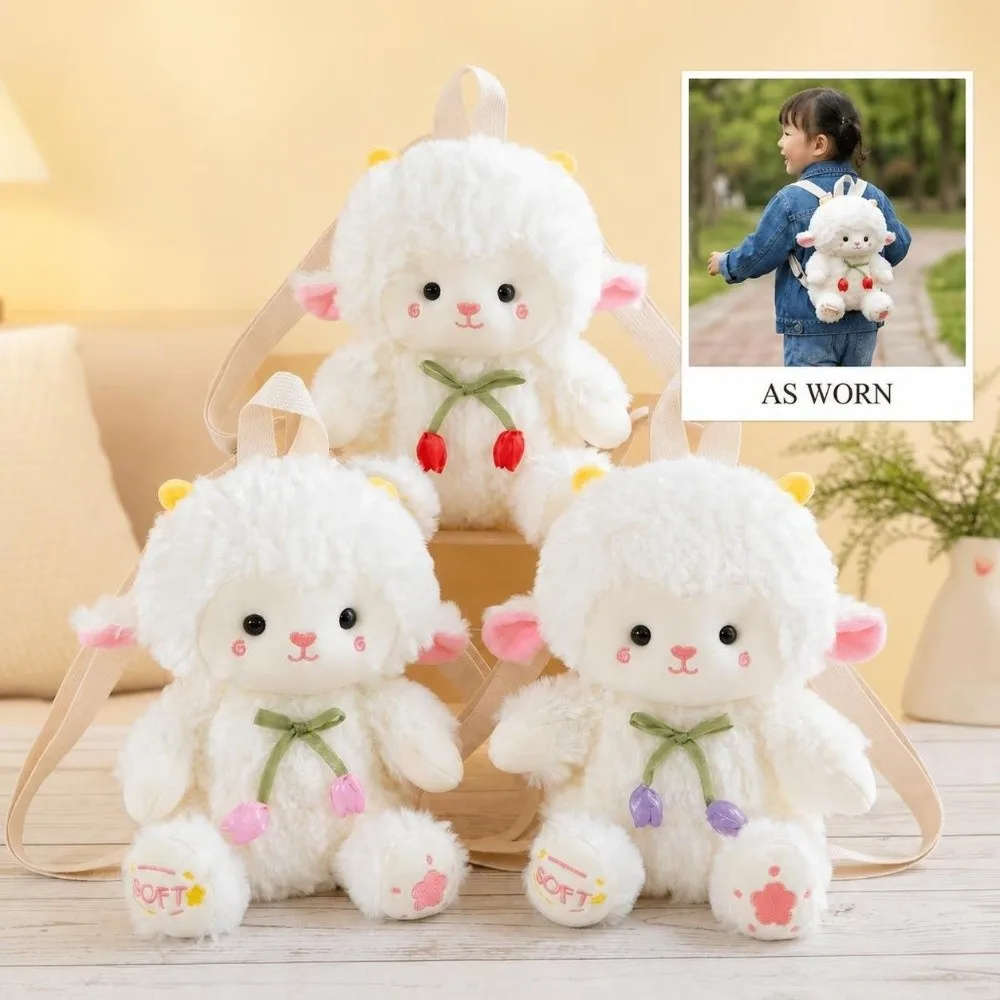 Durable Cute Sheep Backpack Soft Trendy Shoulder Backpack Stuffed Animal Doll Bag Birthday Gift